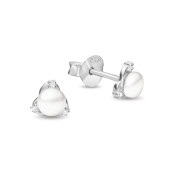 Cercei argint cu perle naturale albe si pietre DiAmanti RE0725ERH-AS
